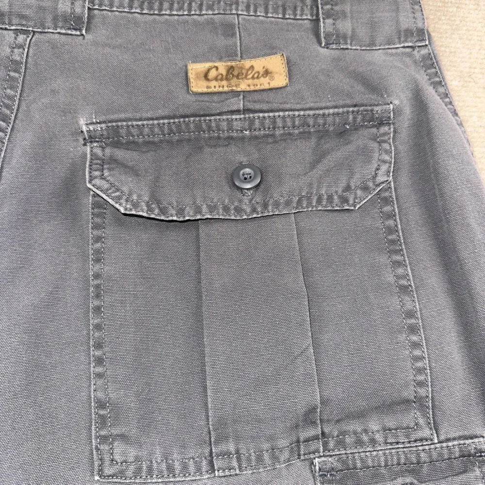 Cabelas Mens 35x30 Gray Cotton Canvas Cargo Pants Pleated Utility Outdoor Gear